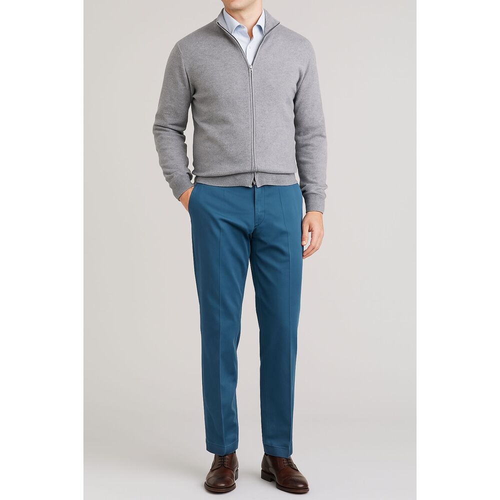 Hiltl Blue Flat Front Chino Trousers Pants   Mens Size 36